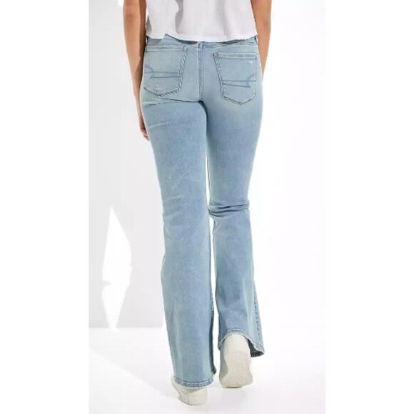 American Eagle Lowrise Flare Jean 20 Next Level Stretch Denim Distressed NEW - Picture 3 of 12